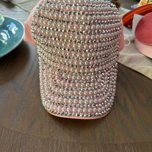 Pink Beaded and rhinestone Women's Cap